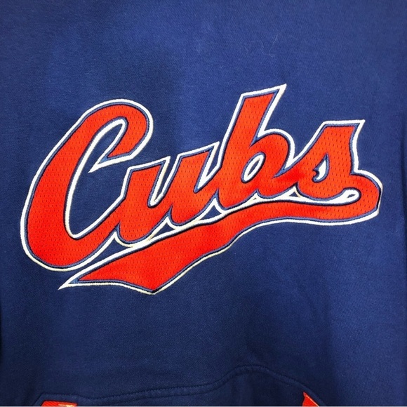 MAJESTIC CHICAGO CUBS Mens Blue Team Logos Hooded Pullover Sweatshirt - Picture 2 of 11
